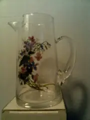 Avon WILD VIOLETS CRYSTAL- PAINTED PITCHER SIGNED-J WALSH-NIB-FREE SHIPPING