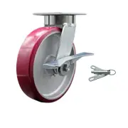 8 Inch KP Poly on Aluminum Swivel Caster with Ball Bearing and Brake/Swivel Lock