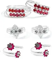 [Samyuktha] Silver Plated Toe Rings for Women Bichiya Sprial Foot ring (Pack of 6), Silver Plated, No Gemstone