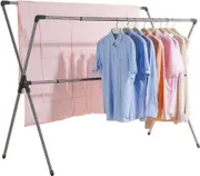 Stainless Steel Folding Clothes Drying Rack - Expandable, Heavy Duty, Space Saving - 37'' to 66'' - Grey