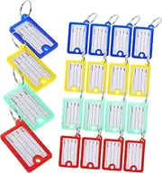 Parliky 20pcs Plastic Key Tags Label Ring Numbered Keychain Identification Tags for Luggage Office Home Plastic