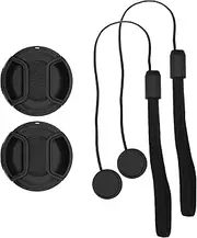 LT Easiyl 2 Pcs 39mm Lens Cap Snap-on Front Camera Lens Cover Elastic Lens Cap Rope Compatible with Canon EOS 39mm Filter Thread Black
