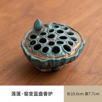 Lotus Pod Incense Burner Ceramic Zen Home Decor Antique Style Fragrance Holder