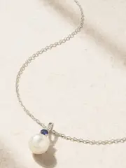[Mikimoto] Mikimoto - 18-karat White Gold, Pearl And Sapphire Necklace - One size One size White