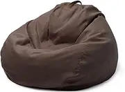 UYSOFRCV Linen Bean Bag Chair Cover, Solid Color Simple Design Outdoor and Indoor Lazy Sofa Lounger Plush Toy Storage Clothes Organizer Floor Seat, Without Filling,Brown,90x110cm