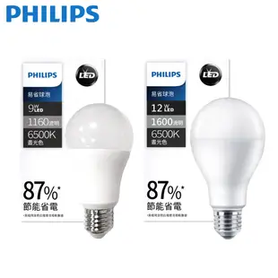 PHILIPS 飛利浦 易省球泡 LED燈泡 6500K E27 晝光色 9W /12W 【一箱12入】