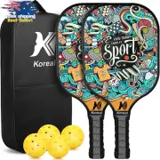 Pickleball Paddles Set of 2 Carbon Fiber Lightweight 4 Balls Gift Beginner Pro