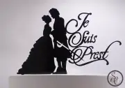 Outlander Scottish Wedding Bride & Groom, Je Suis Prest Wedding Cake Topper