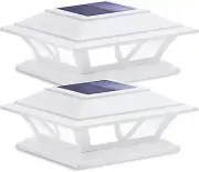 SIEDiNLAR Solar Post Lights Outdoor 2 Modes LED Fence Deck Cap 2 Pack, White