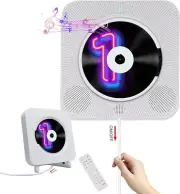 Wall Mountable CD Player - Bluetooth Desktop CD Player with Speakers, Dust Co...