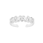 Sterling Silver Multi-cubic Zirconia Heart Toe Ring in Clear