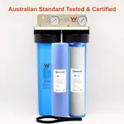 20" x 4.5" Big Blue Whole House Water Filter System Antibacterial Filter + Gauge