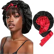 Satin Bonnet Silk Sleep Cap Hair Bonnets for Black Women Stretchy Tie Band Hair Cap for Curly Hair Silk Hair Wrap