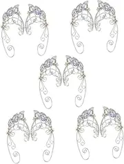 [SHERCHPRY] 5 Pairs Gold Earring Cuffs for Women Leaf Design Ear Cuffs Non Piercing Earring