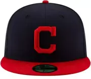 New Era 59FIFTY Cleveland Indians MLB Men's 7 1/2 Fitted Cap Hat Navy NWT