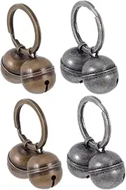 VANZACK 4sets Vintage Bells Hanging Pet Collar Accessories for Cats and Dogs Loud Sound for Safety and Tracking Includes Decorative Bells Antique