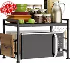 Extendable Microwave Oven Rack - Adjustable Kitchen Counter Shelf, 2 Tier Microw