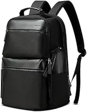 Bopai Luxury Style Leather & Microfibre Anti-Theft Business and Travel with USB Charging Backpack B0211 Black 15.6" Laptop