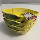 Nicole Miller Lemon Melamine Dip Salsa Salad Bowls Set of 4 NWT