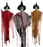 OYANARNAR 3 Pack Halloween Hanging Grim Reapers, 47" Hanging Ghost Decorations with Hat for Halloween Indoor/Outdoor Haunted House Prop Decor