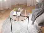 Round Coffee Side End Table Leisure Tempered Glass Side Table with Sleek Metal L