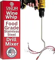 Wine Beer Degasser Whip for Wine Making | 15” Stainless Steel 316 - Drill Mixer Rod Attachment Wand | Winemaking, Brewing, Mead, Kombucha, Lees Supplies | Mixing Stirring, De-gassing, Agitator Tool