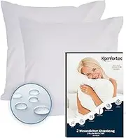 Komfortec Waterproof Cushion Cover 50 x 50 cm Set of 2 with Zip, Breathable, Hypoallergenic Pillowcases 50 x 50 cm, Anti-Mite, 2 Pieces Pillow Protectors 50 x 50 cm, White