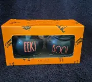 RAE DUNN SALT PEPPER SHAKERS BLACK ORANGE CAULDRON FALL EEK BOO HALLOWEEN
