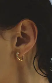 [KATKIM] Trace 18K Yellow Gold Diamond Hoop Earrings