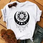 MOON PRINT T-SHIRTS月亮印花潮流女生新款簡約春夏短上衣T恤女寬T恤女 短袖女 新款 短T恤女 大碼女裝