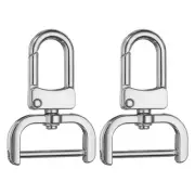 2pcs Detachable Snap Hook Swivel Clasp 1" Metal D-Rings Clasp, Silver-White