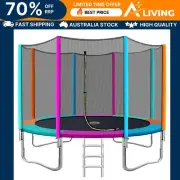 12FT Trampoline for Kids with Ladder Enclosure Safety Net Pad Gift Round F MC-AB