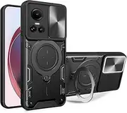 for Oppo Reno 10 5G (6.7 Inch) Case Shockproof with Back Camera Slide Window Cover, FORZARMOR Ring Kickstand Armor Military Rugged Cover (Black)