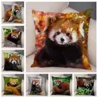 Red Panda Printed Cushion Covers Home Car Decor Lovely Wild Animal Pillowcase