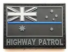 Thin Blue Line, Highway Patrol, Police, PVC Patch, Black, Hook Rear, 1 x Item