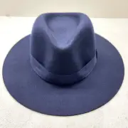 rag & bone Lenny Wool Fedora Hat Navy Size Large NWT
