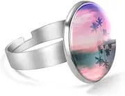 [FVQL] Ring for Women Girls, Sea and Palm Tree