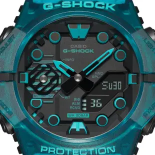 【CASIO 卡西歐】G-SHOCK 藍牙連線 碳纖維核心防護雙顯手錶-土耳其藍 GA-B001G-2A