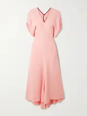 [Victoria Beckham] Victoria Beckham - Gathered Crepe Midi Dress - Pink - UK 12 UK 12 Pink