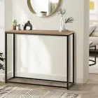 Console Table Hallway Table with Metal Frame Black and Wood