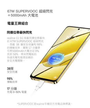 【紅米】realme 11 5G(8G/256G)智慧手機 6.72吋 雙卡雙待 大電量 快充 八核 (10折)