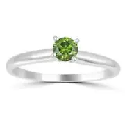 1.5 Carat Round Green Enhanced Diamond Solitaire Engagement Ring
