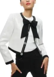 NEW Alice + Olivia Gwyneth Embellished Sequin Bow Jacket Size Large