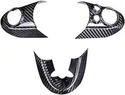 PLKGMLNO Button Trim Protective Cover Decoration Sticker Car Styling Compatible for MINI Cooper F54 F55 F56 F57 F60 Real Carbon Fiber