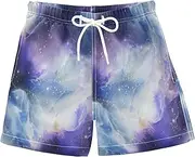 [RPLIFE] Swim Clothes for Boys, Anti-Chafe Swim Trunks Boys 2 T, Galaxy Dream Purple