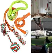 HOPET Dog Bungee Hanging Toy Indoor Outdoor Dog Tug of War Toy Interactive Dog Toys Dog Rope Toys Exercise Ropes with 2 Dog Chew Toys for Small Medium to Large Dogs