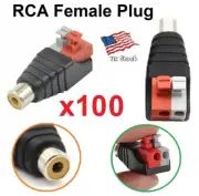 x100 Speaker Wire Cable to Audio Female RCA Connector Adapter Jack Plug LED CCTV