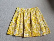 NWT Womens Skirt-ANN TAYLOR-LOFT-gold/white patterned linen bl Clueless Preppy-6