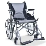 EQUIPMED SmartLine 20" 100kg Capacity Light-Weight Quick-Folding Wheelchair - Grey & Black