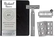 ROCKWELL RAZORS 6S Stainless Steel Double-Edge Safety Razor with 6 Adjustable Shave Settings and 5 Blades, 8 Piece Set, Silver